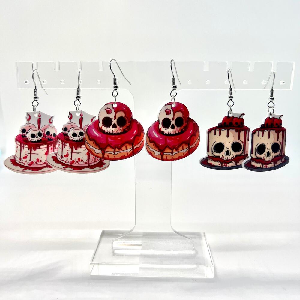 Halloween Earrings - Skull Earrings - Dessert Accessories - Goth Earrings